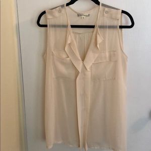 Cream Top with Front Pockets